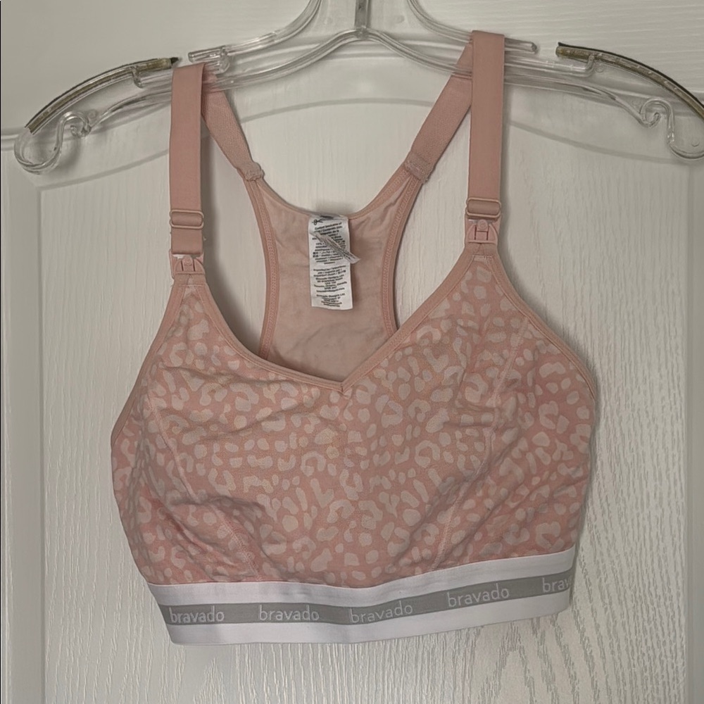 Bravado Small Full Cup Pink Leopard Print Nursing and Pumping Bra NWOT